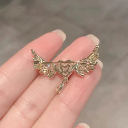 Elegant Glam Heart Shape Wings Alloy Inlay Zircon Women'S Brooches