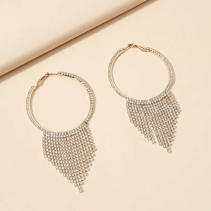 Elegant Glam Luxurious Geometric Alloy Tassel Inlay Rhinestones Women'S Drop Earrings