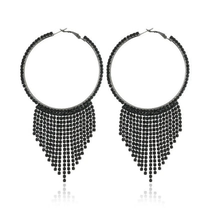 Elegant Glam Luxurious Geometric Alloy Tassel Inlay Rhinestones Women'S Drop Earrings