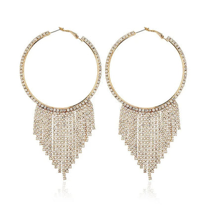 Elegant Glam Luxurious Geometric Alloy Tassel Inlay Rhinestones Women'S Drop Earrings