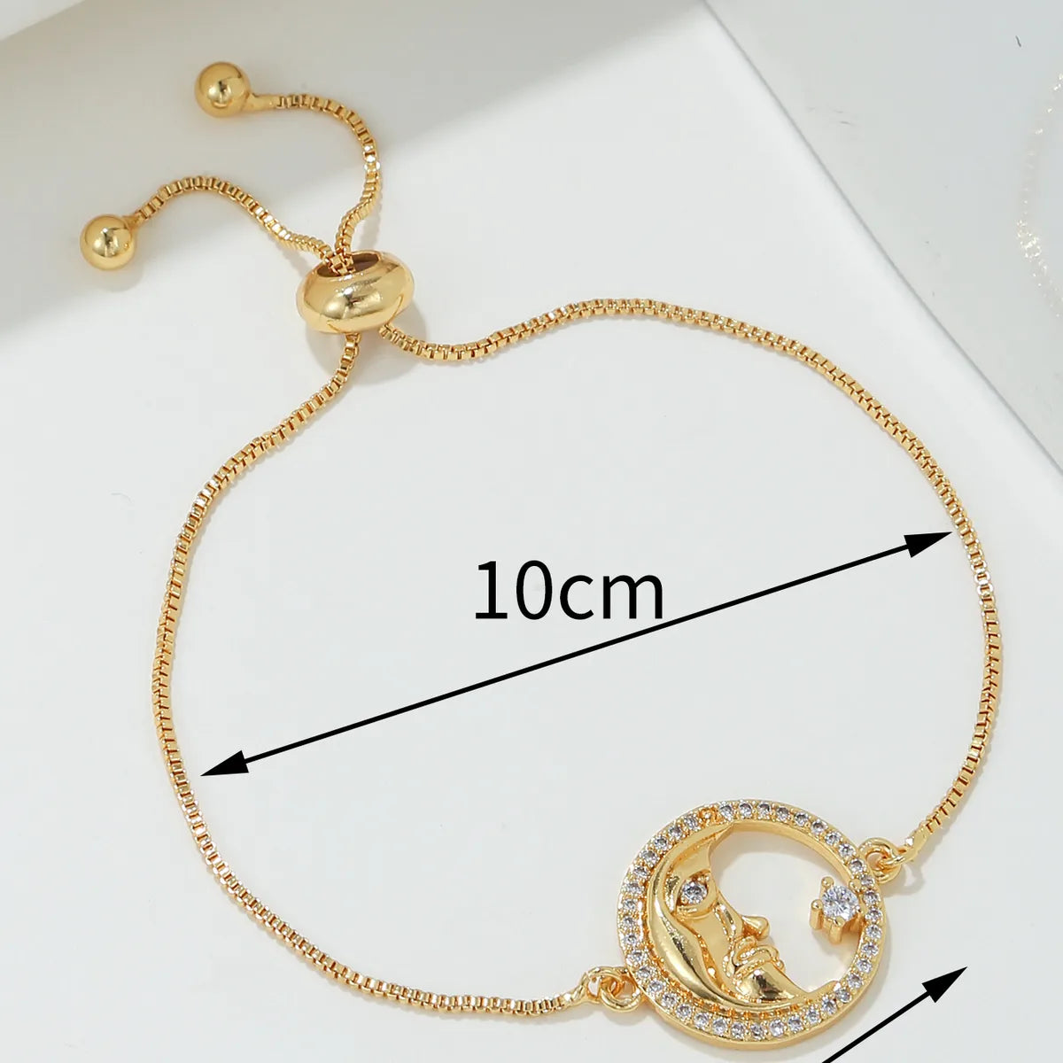 Elegant Glam Moon Copper Plating Rhinestones 18k Gold Plated Bracelets