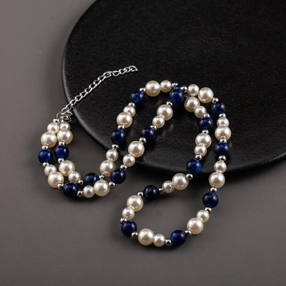 Elegant Glam Retro Color Block Stainless Steel Arylic Imitation Pearl Beaded Women's Necklace