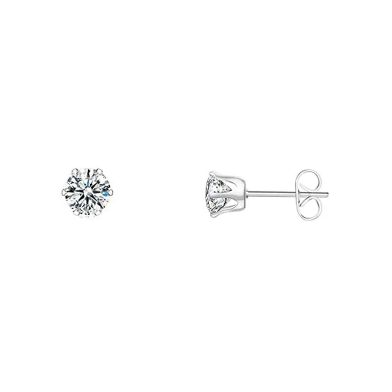 Elegant Glam Romantic Round Handmade Inlay Copper Zircon White Gold Plated Ear Studs