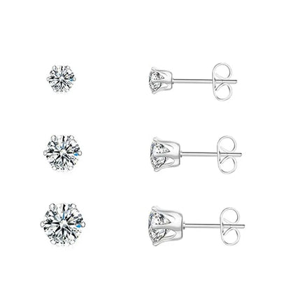 Elegant Glam Romantic Round Handmade Inlay Copper Zircon White Gold Plated Ear Studs