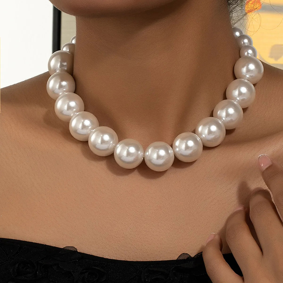 Elegant Glam Round Imitation Pearl Ferroalloy Beaded Plating 14k Gold Plated Women's Necklace