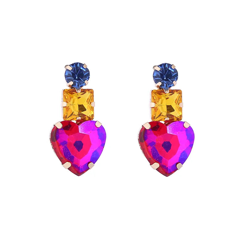 1 Pair Elegant Glam Round Square Heart Shape Plating Inlay Alloy Rhinestones Gold Plated Ear Studs