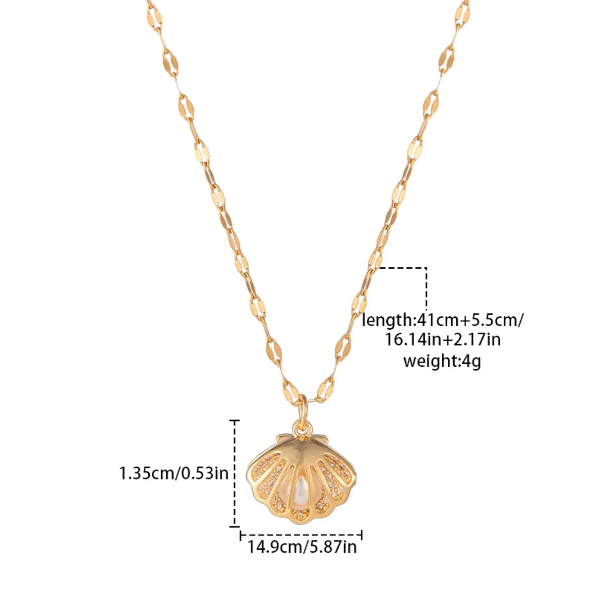 Elegant Glam Shell 18K Gold Plated Glass Alloy Wholesale Pendant Necklace