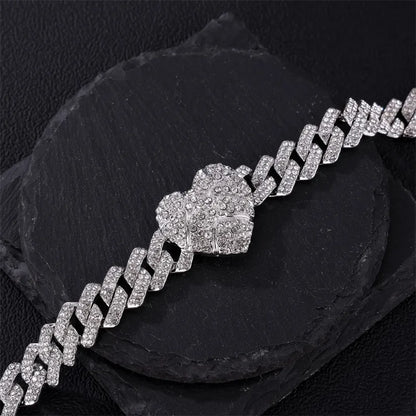 Elegant Glam Simple Style Heart Shape Alloy Inlay Rhinestones Silver Plated Women'S Bracelets