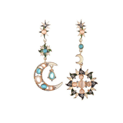 Elegant Glam Star Moon Water Droplets Alloy Inlay Rhinestones Opal Women's Drop Earrings