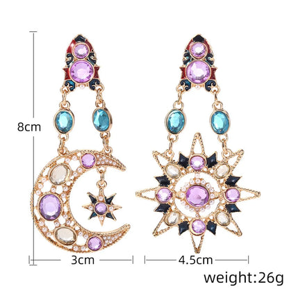 Elegant Glam Star Moon Water Droplets Alloy Inlay Rhinestones Opal Women's Drop Earrings