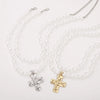 Elegant Glam Streetwear Cross Imitation Pearl Alloy Wholesale Double Layer Necklaces