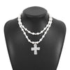 Elegant Glam Streetwear Cross Imitation Pearl Alloy Wholesale Double Layer Necklaces