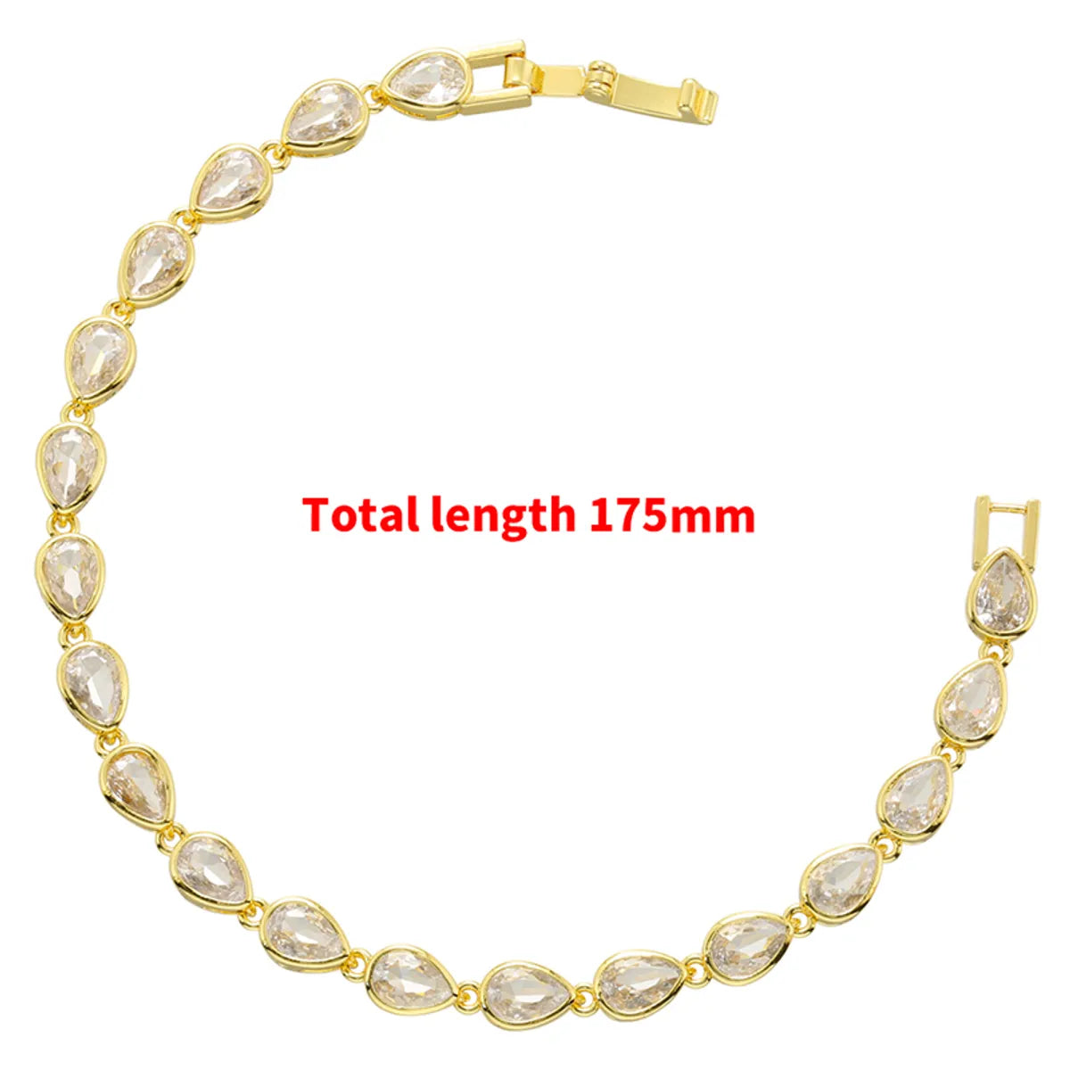 Elegant Glam Water Droplets Brass Plating Inlay Zircon 18k Gold Plated Bracelets Necklace