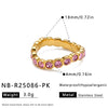 Elegant Gold Plated Stainless Steel Geometric Ring With Zircon Setting For Women Fashion Jewelry