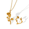 Elegant Gold Rose Flower Pendant Necklace For Women Titanium Steel Electroplated Floral Necklace Simple Retro Style