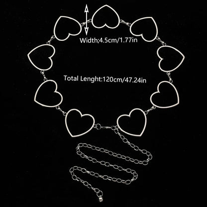 Elegant Gothic Heart Shape Zinc Alloy Inlay Rhinestones Silver Plated Women's Waist Chain