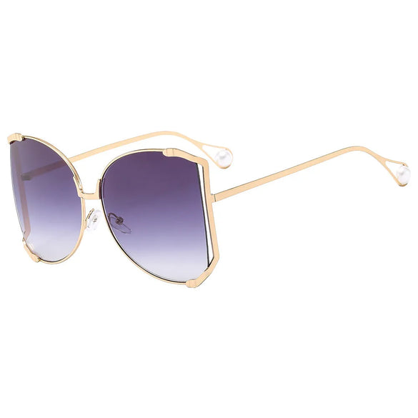 Elegant Gradient Color Pc Square Pearl Full Frame Women'S Sunglasses