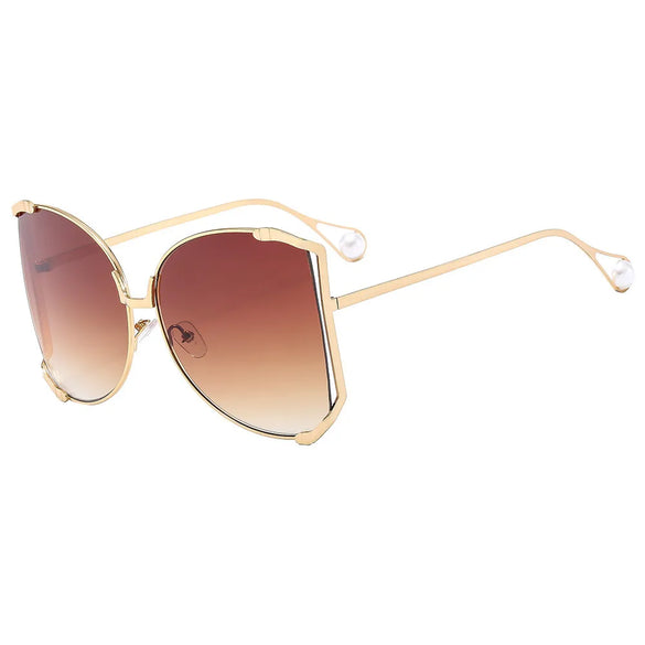 Elegant Gradient Color Pc Square Pearl Full Frame Women'S Sunglasses