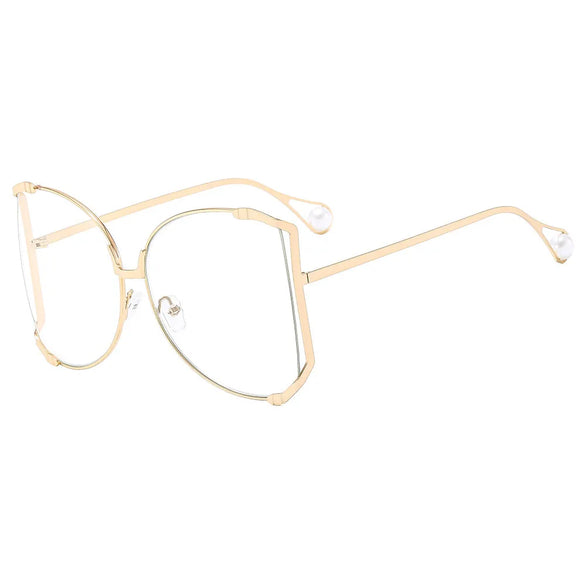 Elegant Gradient Color Pc Square Pearl Full Frame Women'S Sunglasses