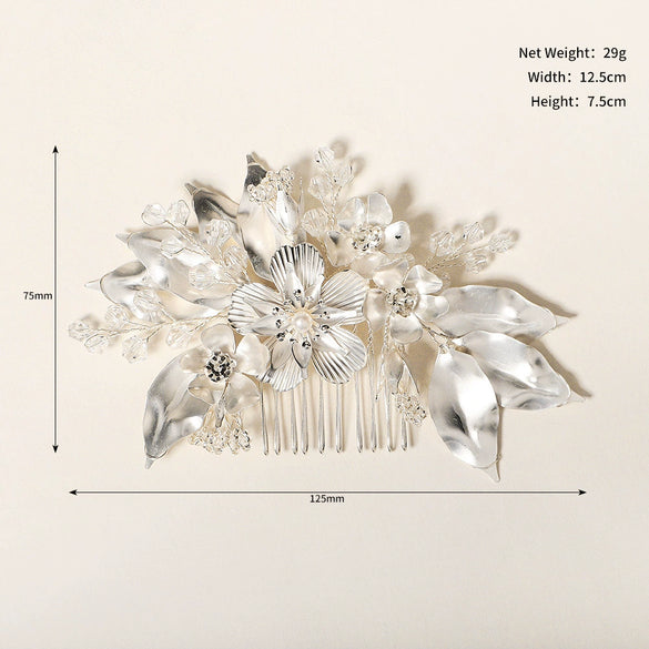 Elegant Handmade Pearl Flower Hair Comb For Women Retro Bridal Hair Accessory Wedding Veil Comb