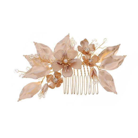 Elegant Handmade Pearl Flower Hair Comb For Women Retro Bridal Hair Accessory Wedding Veil Comb