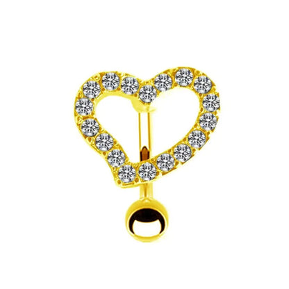 Elegant Hawaiian Tropical Coconut Heart Shape Bow Knot Stainless Steel Alloy Copper Plating Inlay Rhinestones White Gold Plated Gold Plated Belly Ring