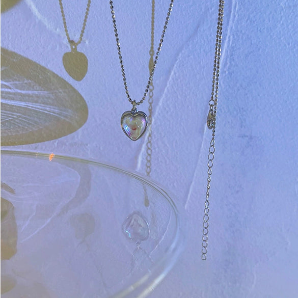 Elegant Heart Pendant Necklace For Women Alloy Electroplated Chain Fashion Minimalist Style