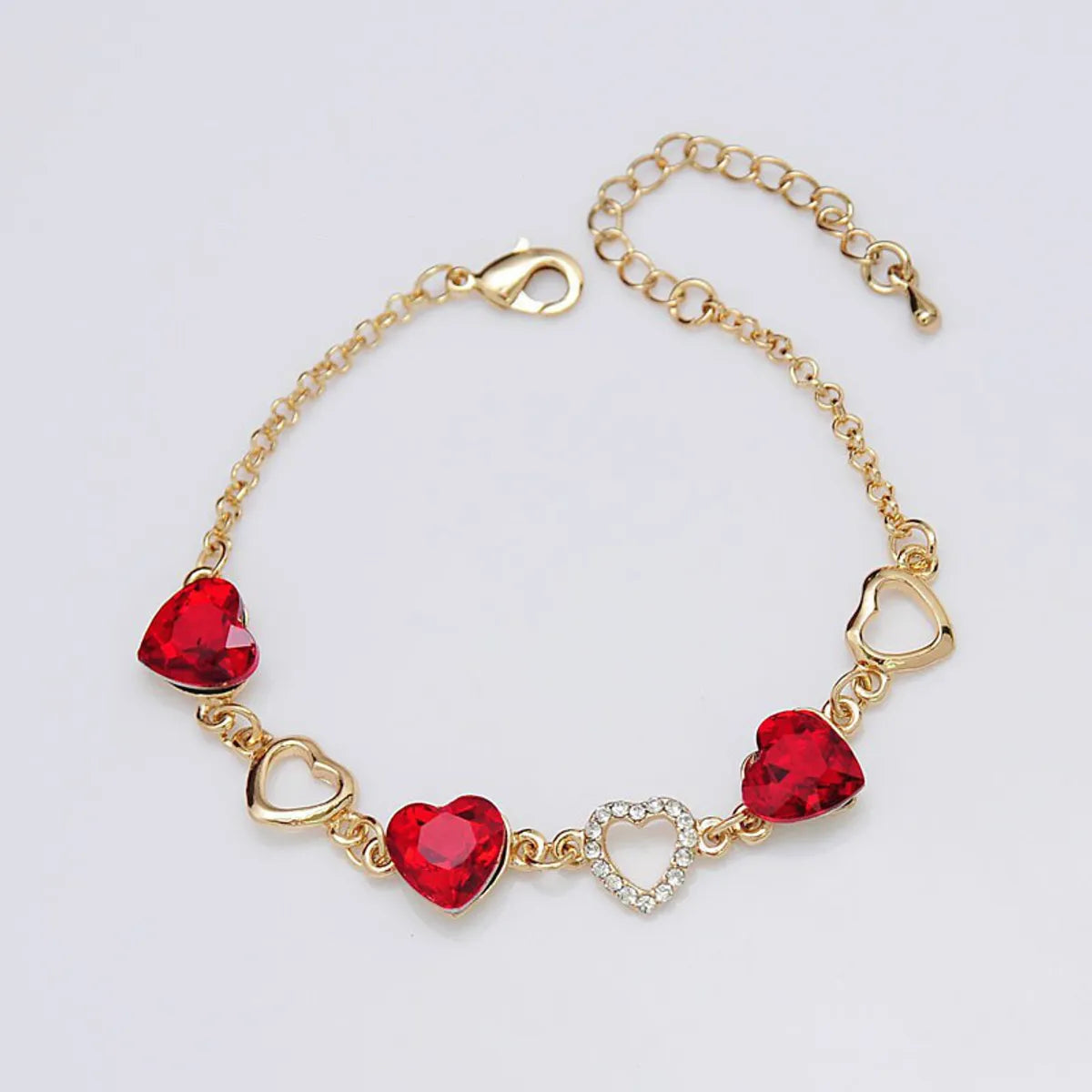 Elegant Heart Shape Alloy Inlay Zircon Women's Bracelets