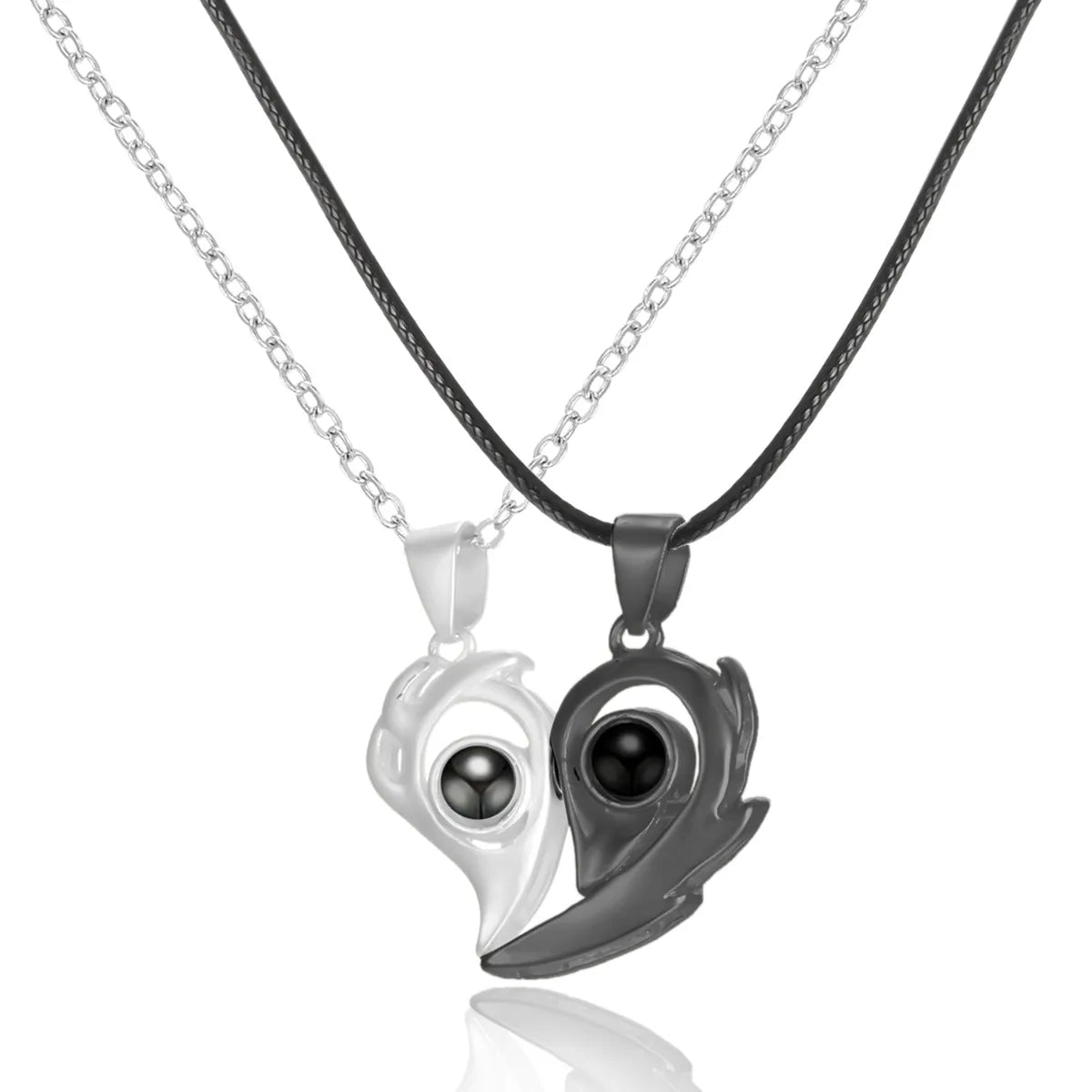 Elegant Heart Shape Alloy Plating Valentine'S Day Couple Pendant Necklace