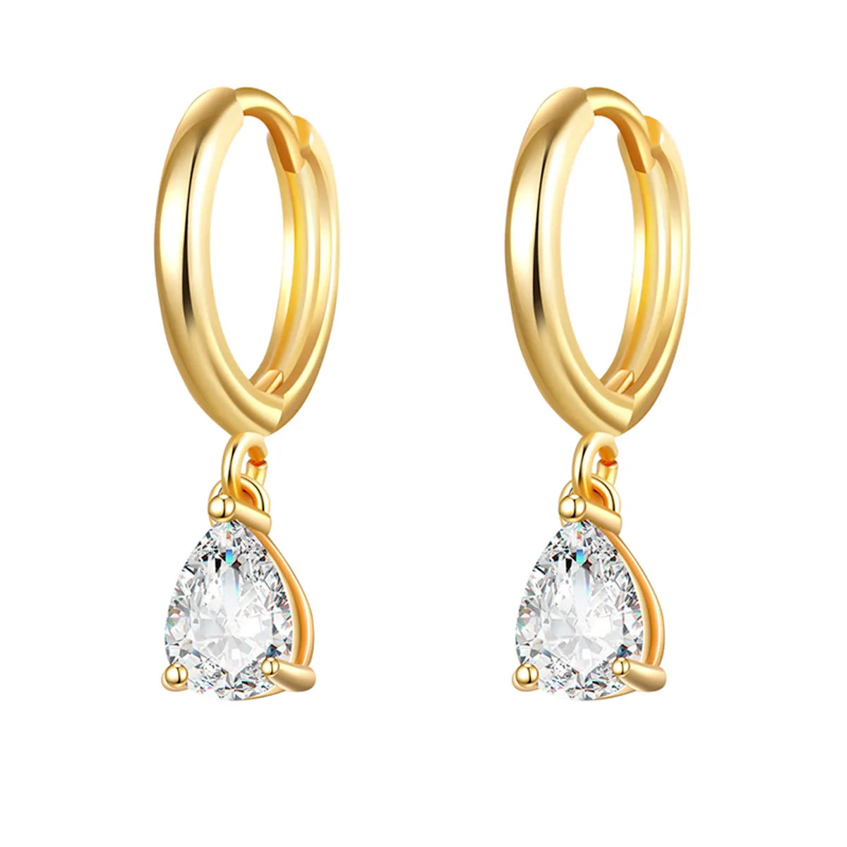 Elegant Heart Shape Alloy Plating Zircon Drop Earrings 1 Pair