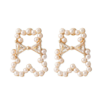 Elegant Heart Shape Bow Knot Alloy Women's Earrings 1 Pair