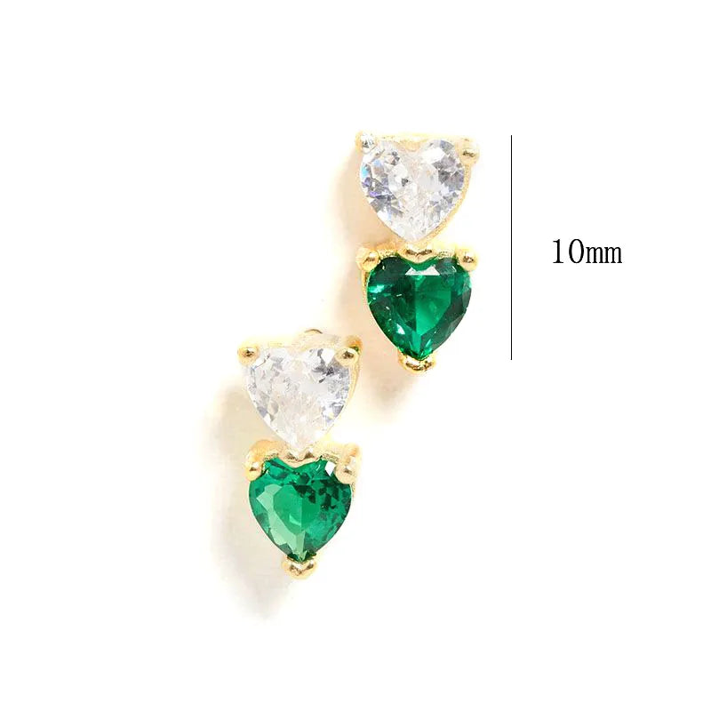 Elegant Heart Shape Copper Inlay Zircon Ear Studs 1 Pair