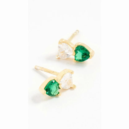 Elegant Heart Shape Copper Inlay Zircon Ear Studs 1 Pair