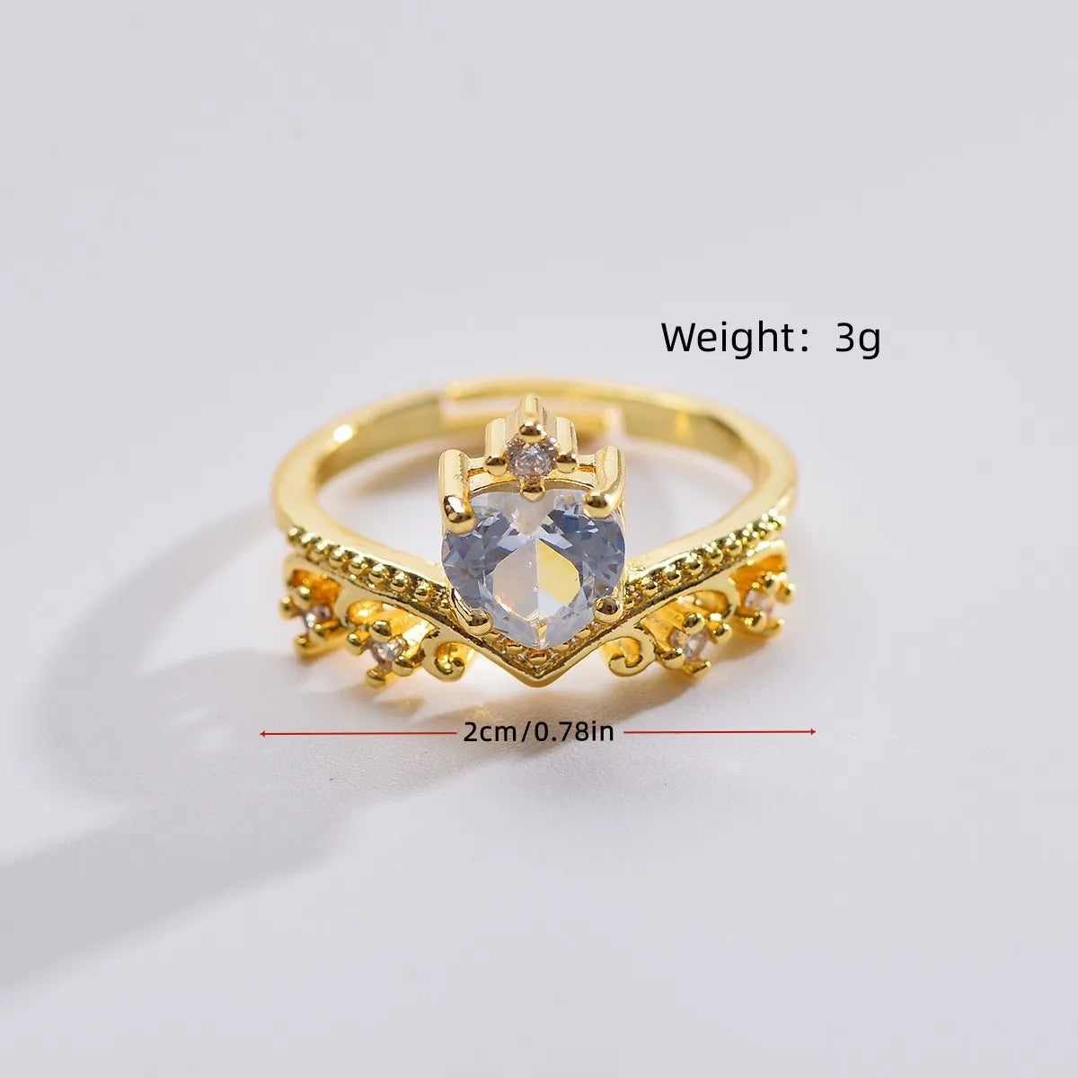 Elegant Heart Shape Copper Inlay Zircon Rings