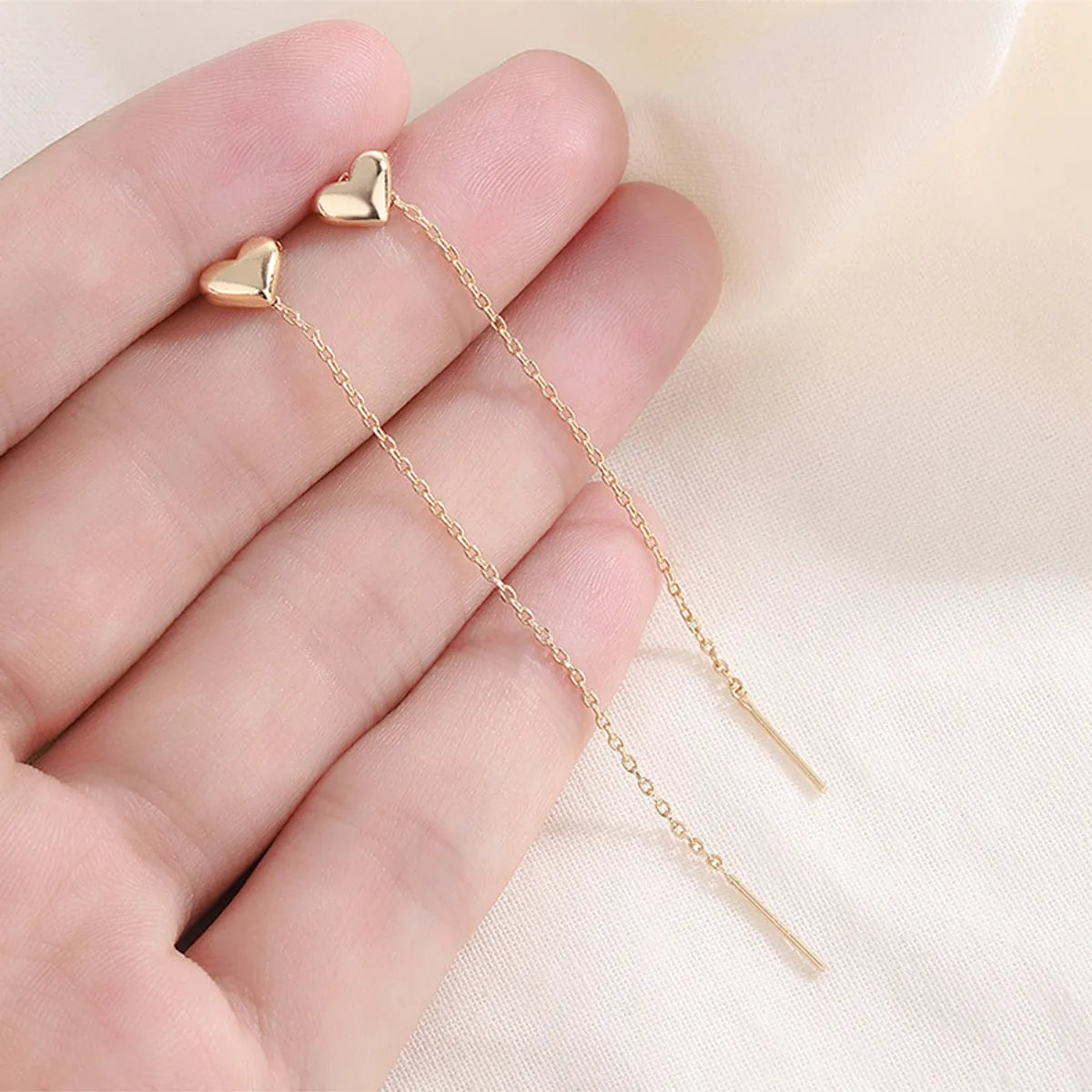 Elegant Heart Shape Copper Plating Ear Line 1 Pair