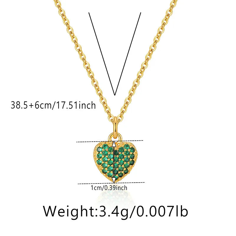 Elegant Heart Shape Copper Plating Inlay Zircon Pendant Necklace