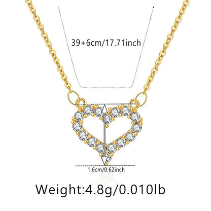 Elegant Heart Shape Copper Plating Inlay Zircon Pendant Necklace