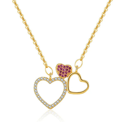 Elegant Heart Shape Copper Plating Inlay Zircon Pendant Necklace