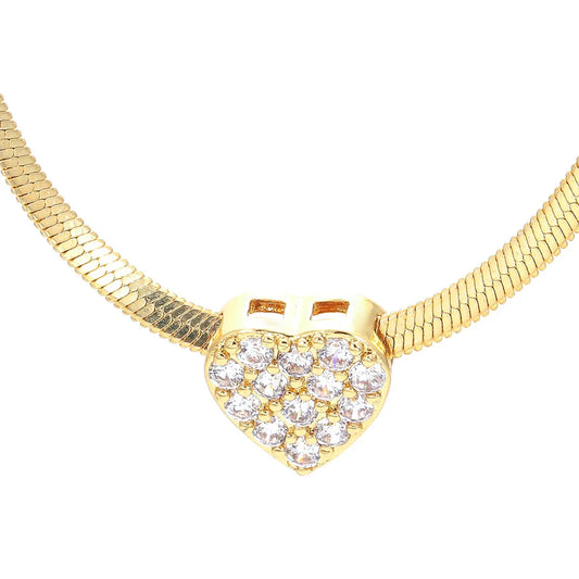 Elegant Heart Shape Copper Plating Rhinestones Necklace