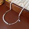 Elegant Heart Shape Flower Bow Knot Imitation Pearl Metal Beaded Inlay Rhinestones Women'S Necklace