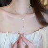 Elegant Heart Shape Flower Bow Knot Imitation Pearl Metal Beaded Inlay Rhinestones Women'S Necklace