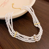 Elegant Heart Shape Flower Bow Knot Imitation Pearl Metal Beaded Inlay Rhinestones Women'S Necklace