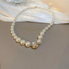 Elegant Heart Shape Flower Bow Knot Imitation Pearl Metal Beaded Inlay Rhinestones Women'S Necklace