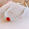 Elegant Heart Shape Flower Bow Knot Imitation Pearl Metal Beaded Inlay Rhinestones Women'S Necklace