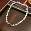 Elegant Heart Shape Flower Bow Knot Imitation Pearl Metal Beaded Inlay Rhinestones Women'S Necklace