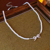 Elegant Heart Shape Flower Bow Knot Imitation Pearl Metal Beaded Inlay Rhinestones Women'S Necklace