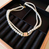 Elegant Heart Shape Flower Bow Knot Imitation Pearl Metal Beaded Inlay Rhinestones Women'S Necklace