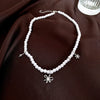 Elegant Heart Shape Flower Bow Knot Imitation Pearl Metal Beaded Inlay Rhinestones Women'S Necklace