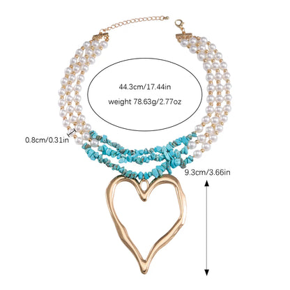 Elegant Heart Shape Imitation Pearl Beaded Gold Plated Silver Plated Women's Pendant Necklace