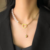 Elegant Heart Shape Imitation Pearl Titanium Steel Plating 18k Gold Plated Pendant Necklace